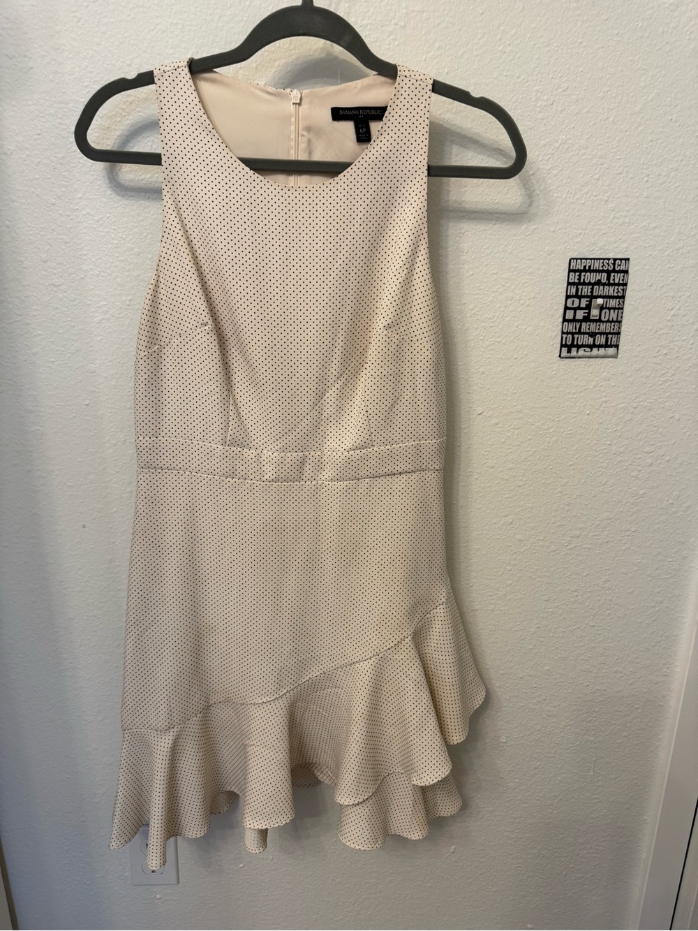 Banana Republic Cream Sleeveless Ruffle-Hem Dress